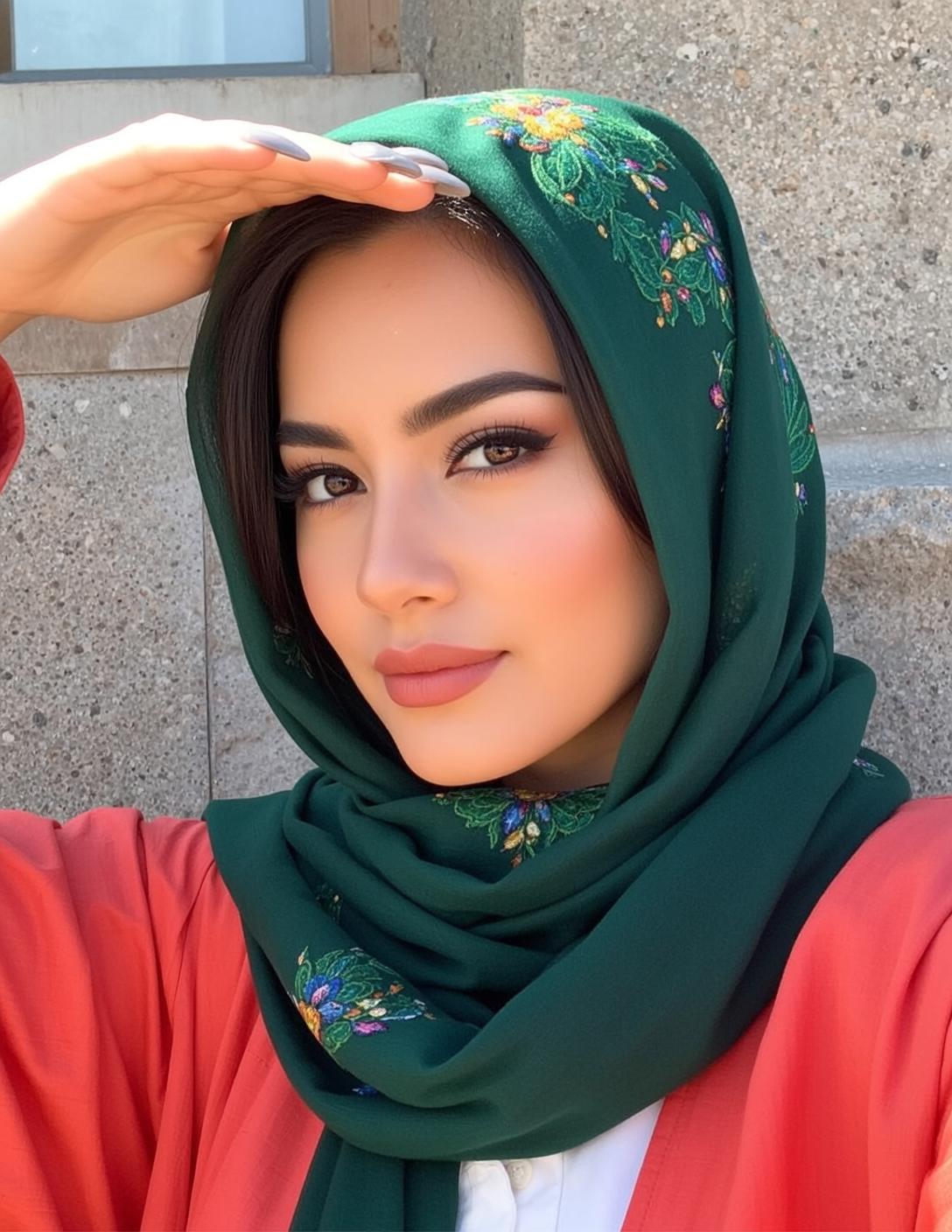 Woman Hijab Floral Sun Shield Eye