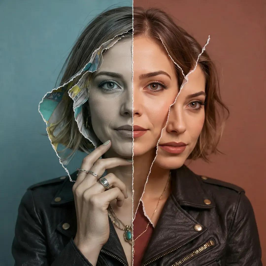 Layers of Identity: A Torn-Paper Portrait