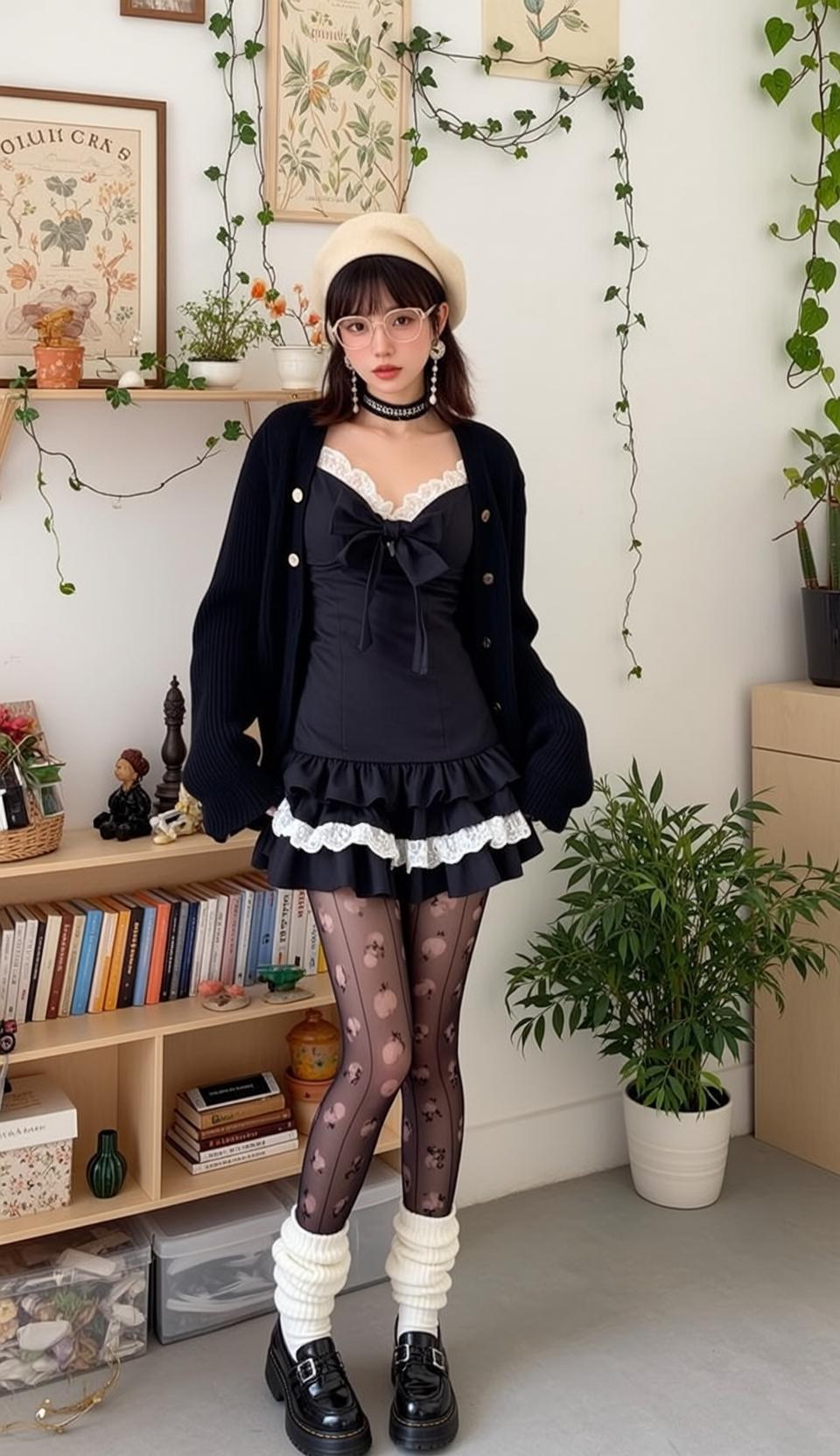 Fairycore Young Dark Brown Shoulder-length Bangs Fair