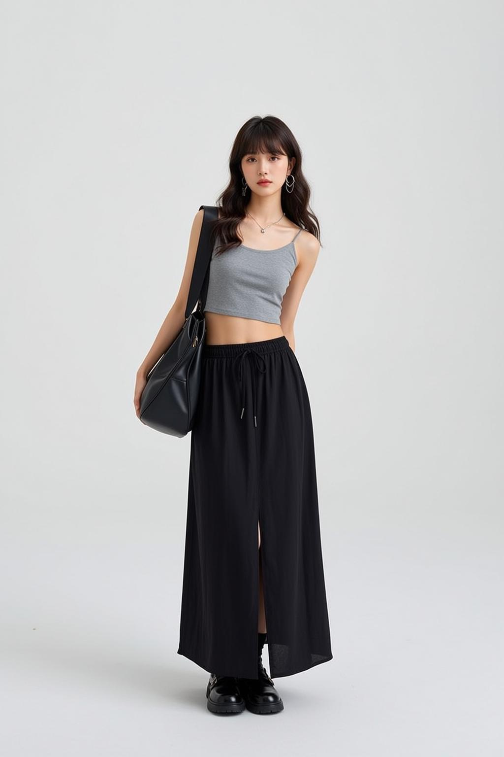 Casual Young Long Dark Wavy Fair Grey