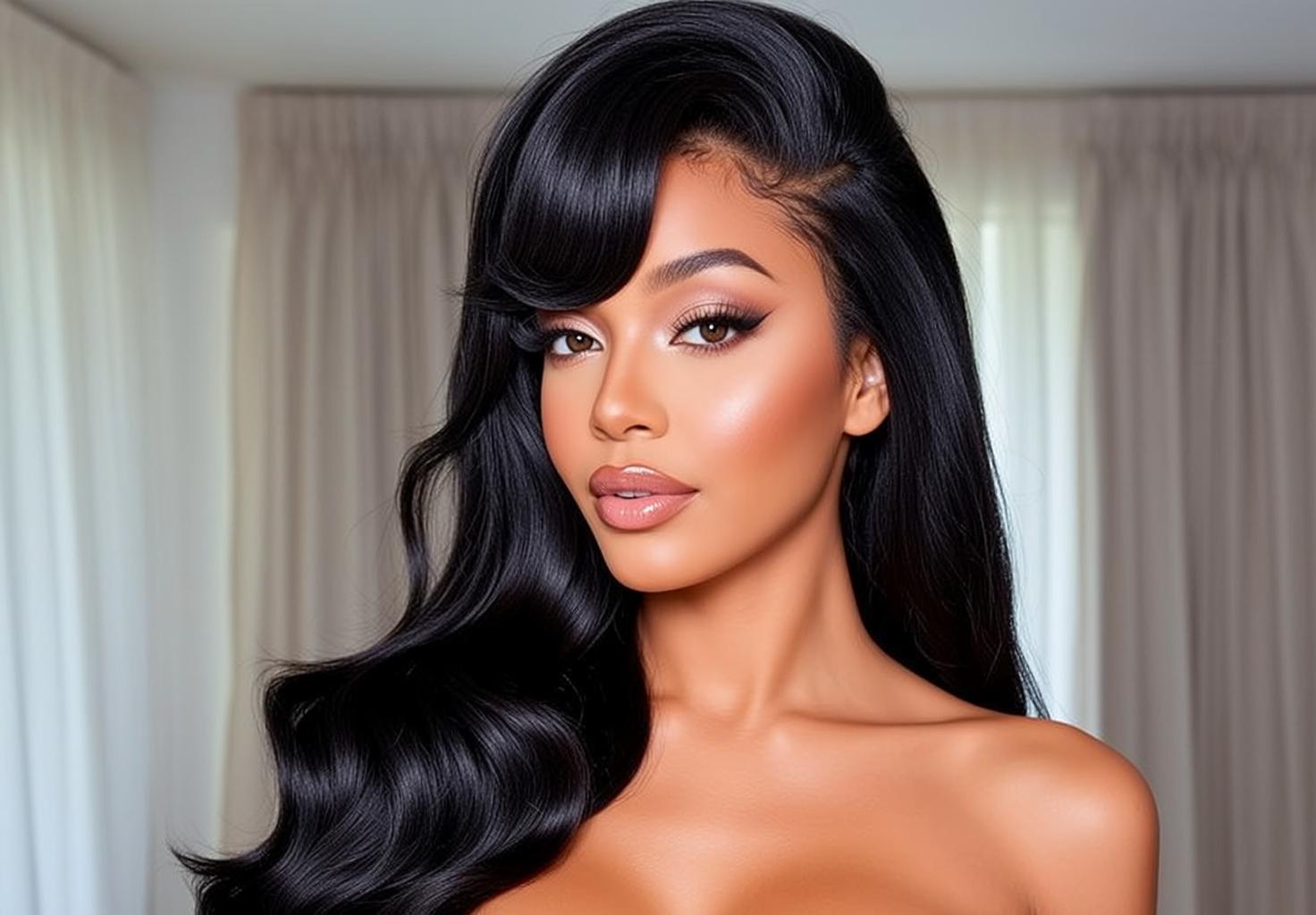 Hair Salon Young Long Wavy Black Tan