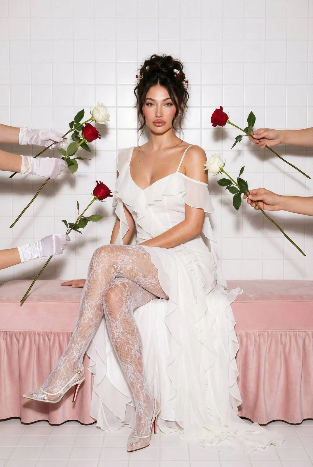 Realistic Studio Fashion Editorial Roses