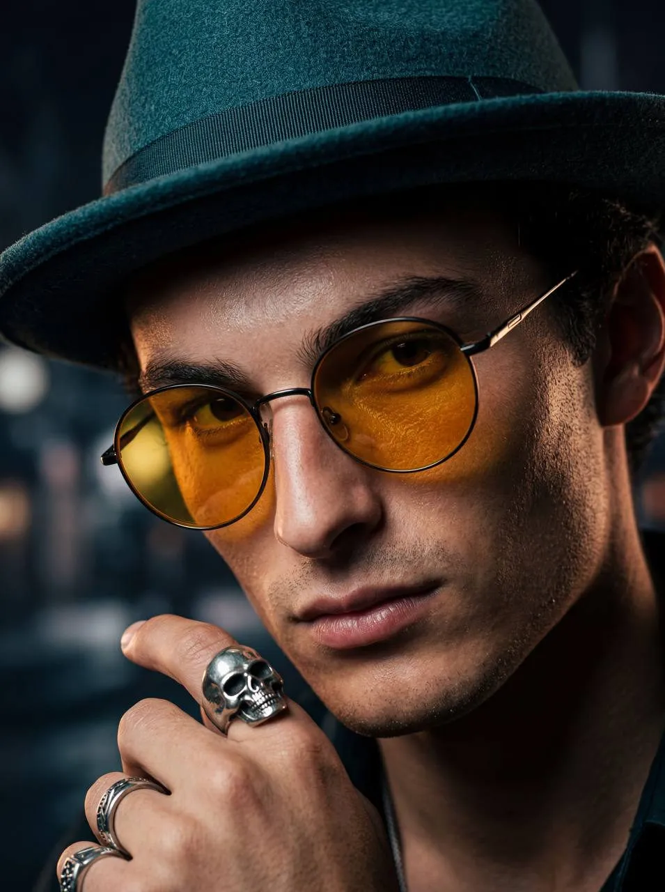 Realistic Middle Eastern Man Noir Portrait