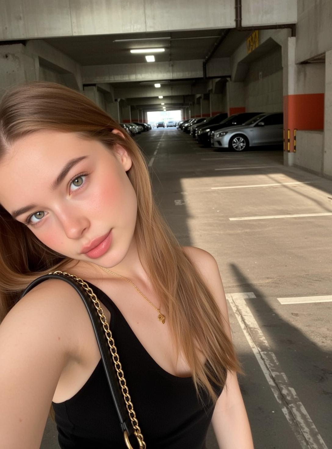 Black Tank Chain Handbag Selfie