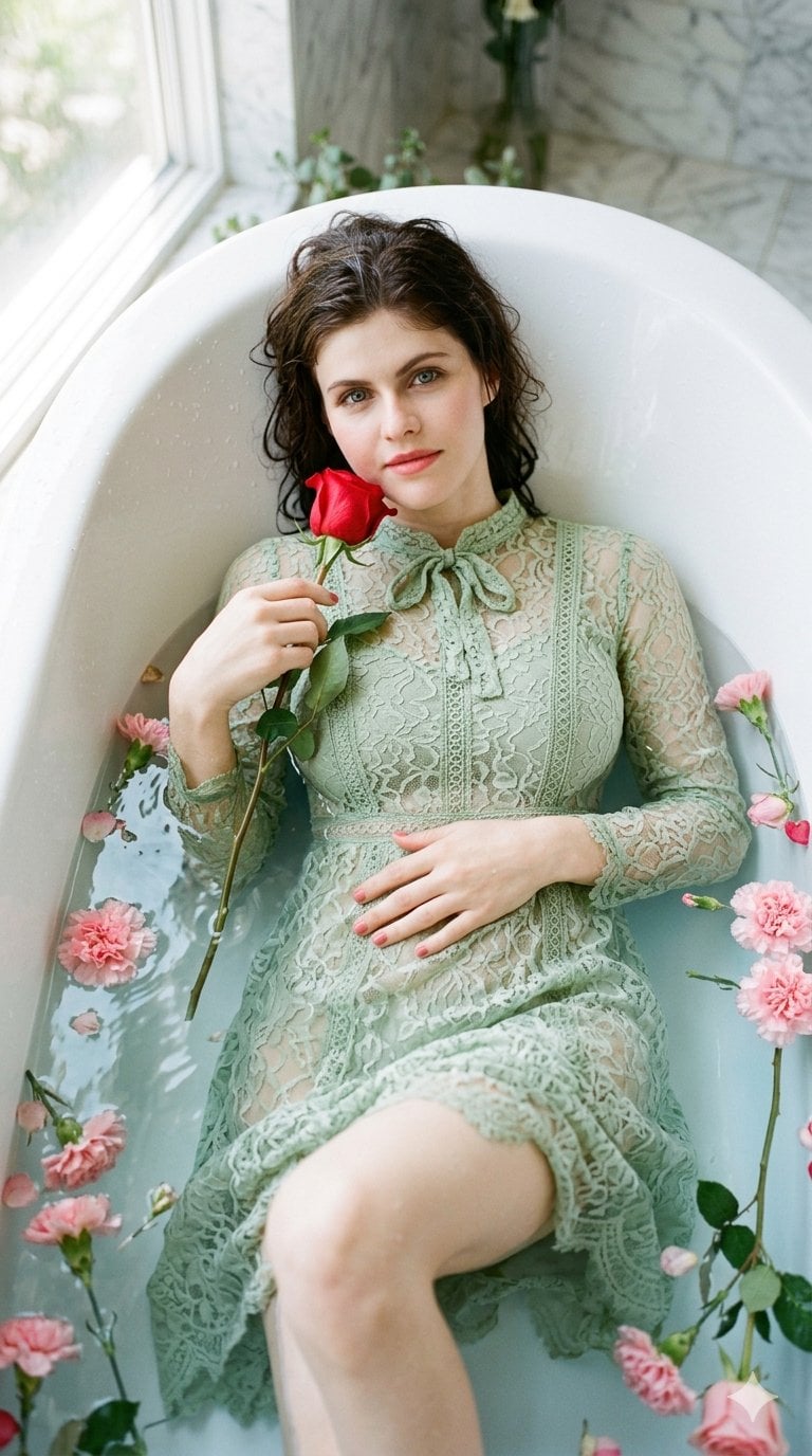 Lace Dress Pink Carnation Clawfoot Tub Rose