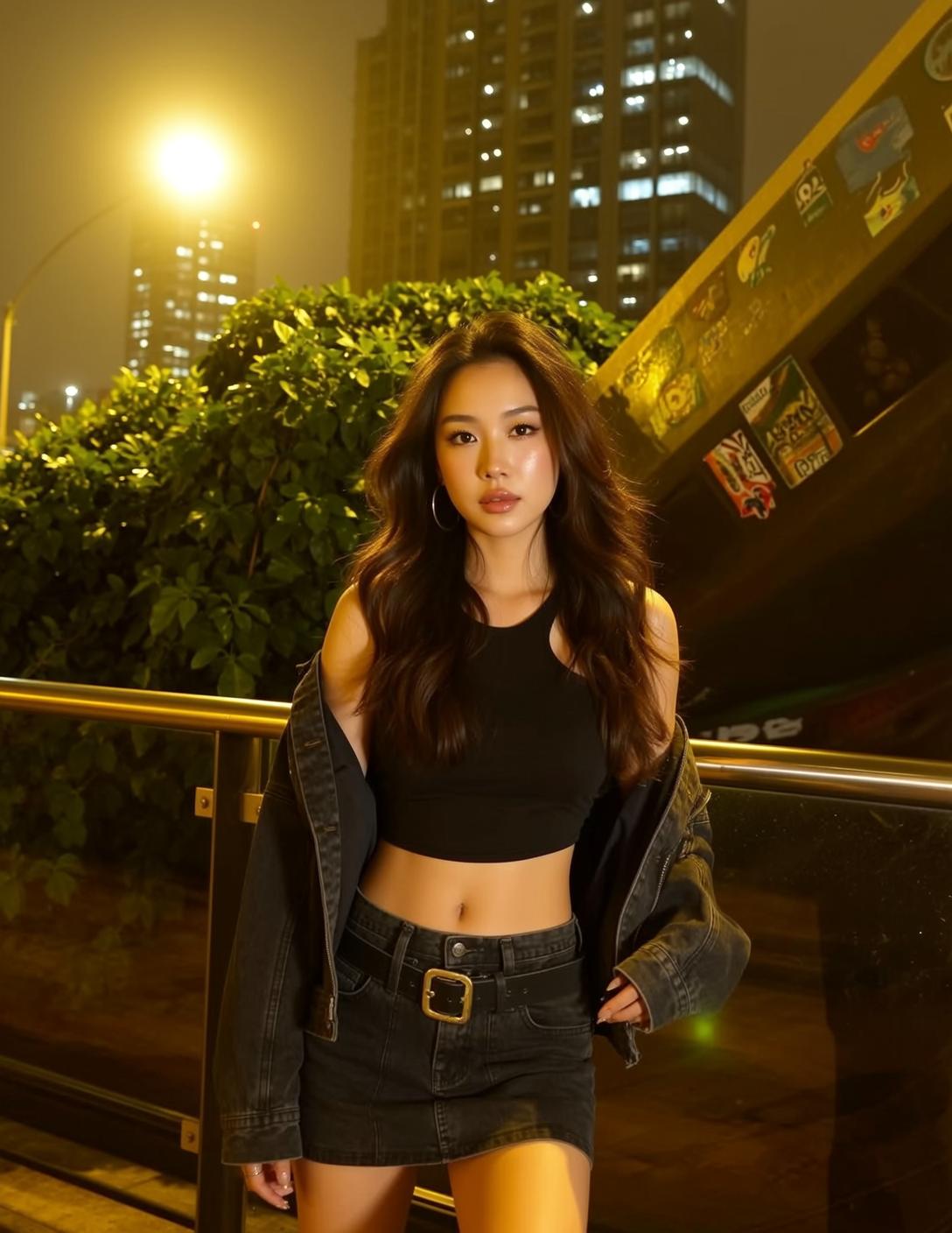 Black Crop Top Denim Portrait