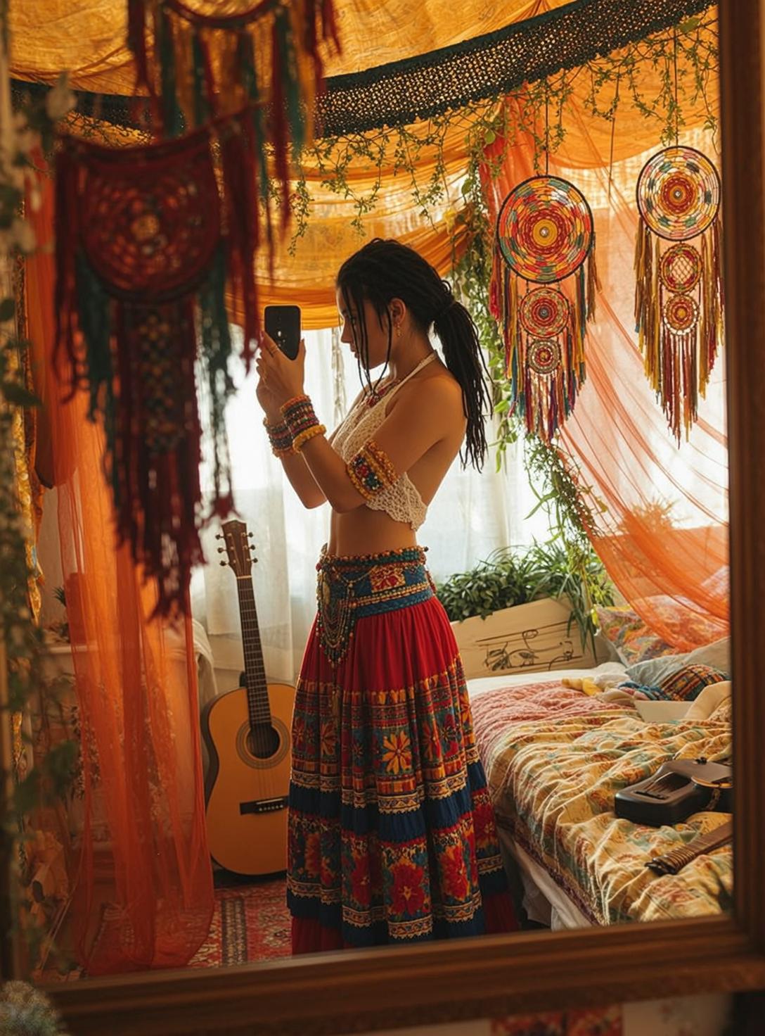 Bohemian Bedroom Selfie Acoustic Guitar