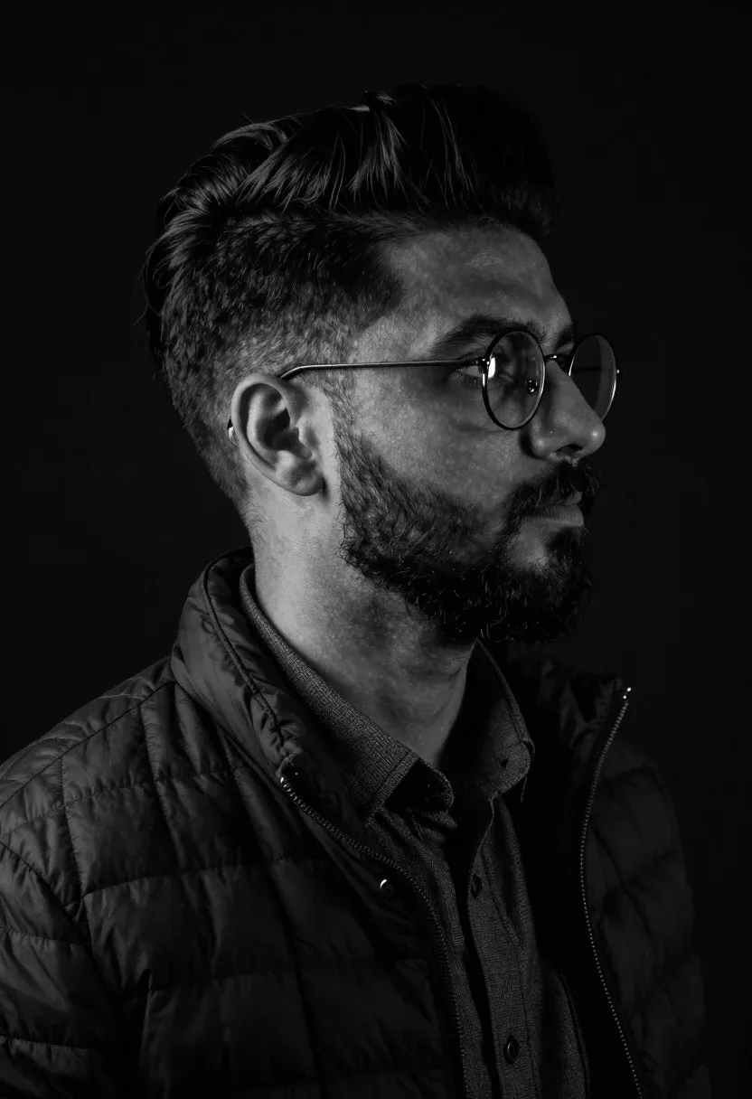 Glasses In Studio Portrait