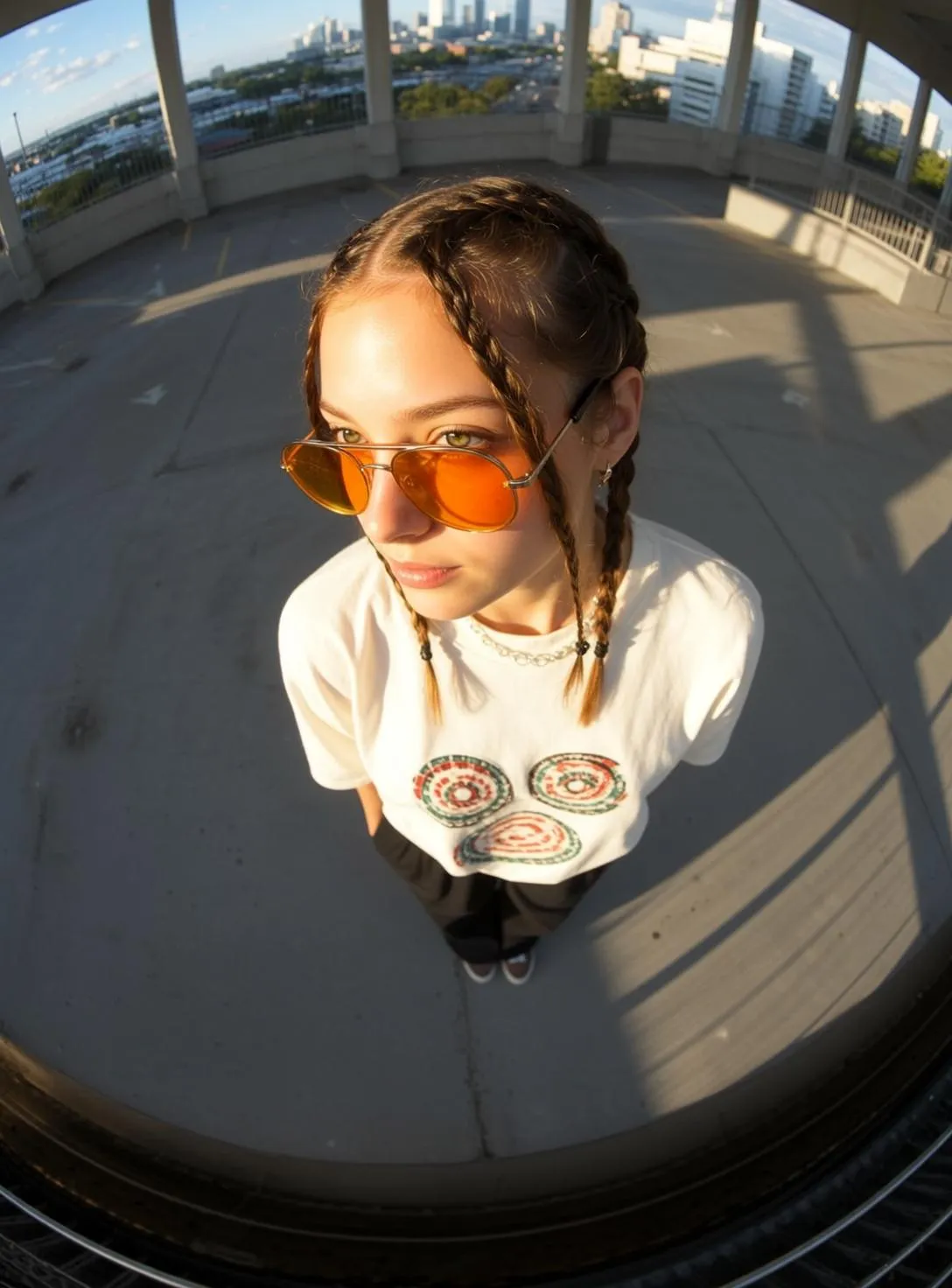 Sunglasses And Necklace On A Rooftop