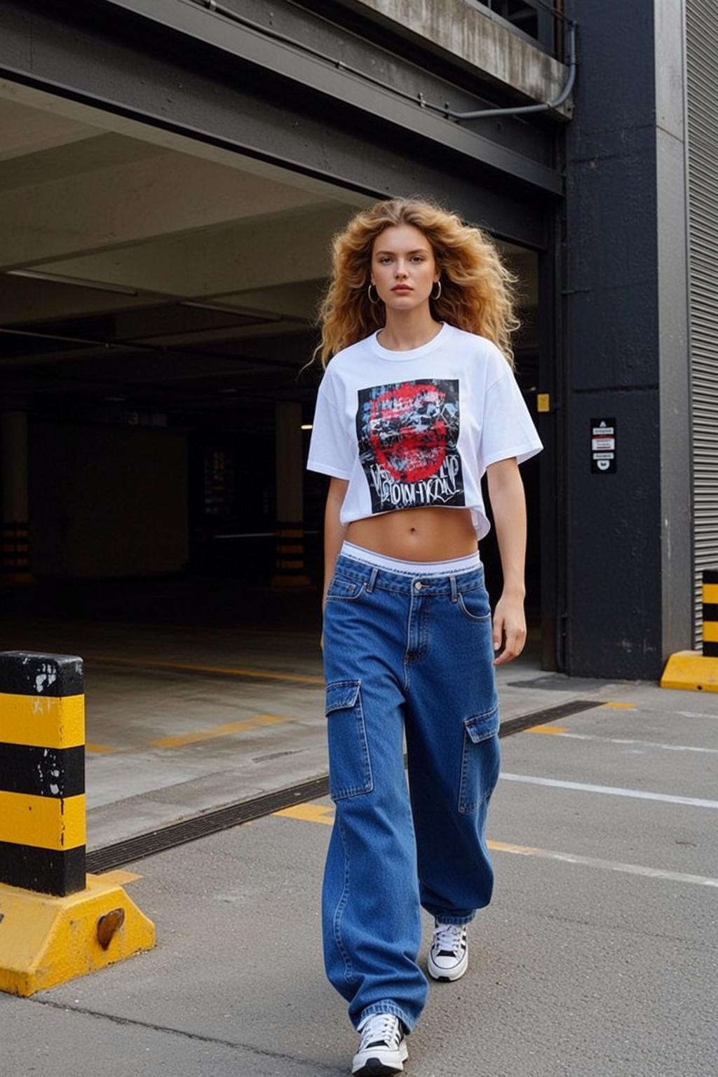 Cargo Jeans Crop Tee