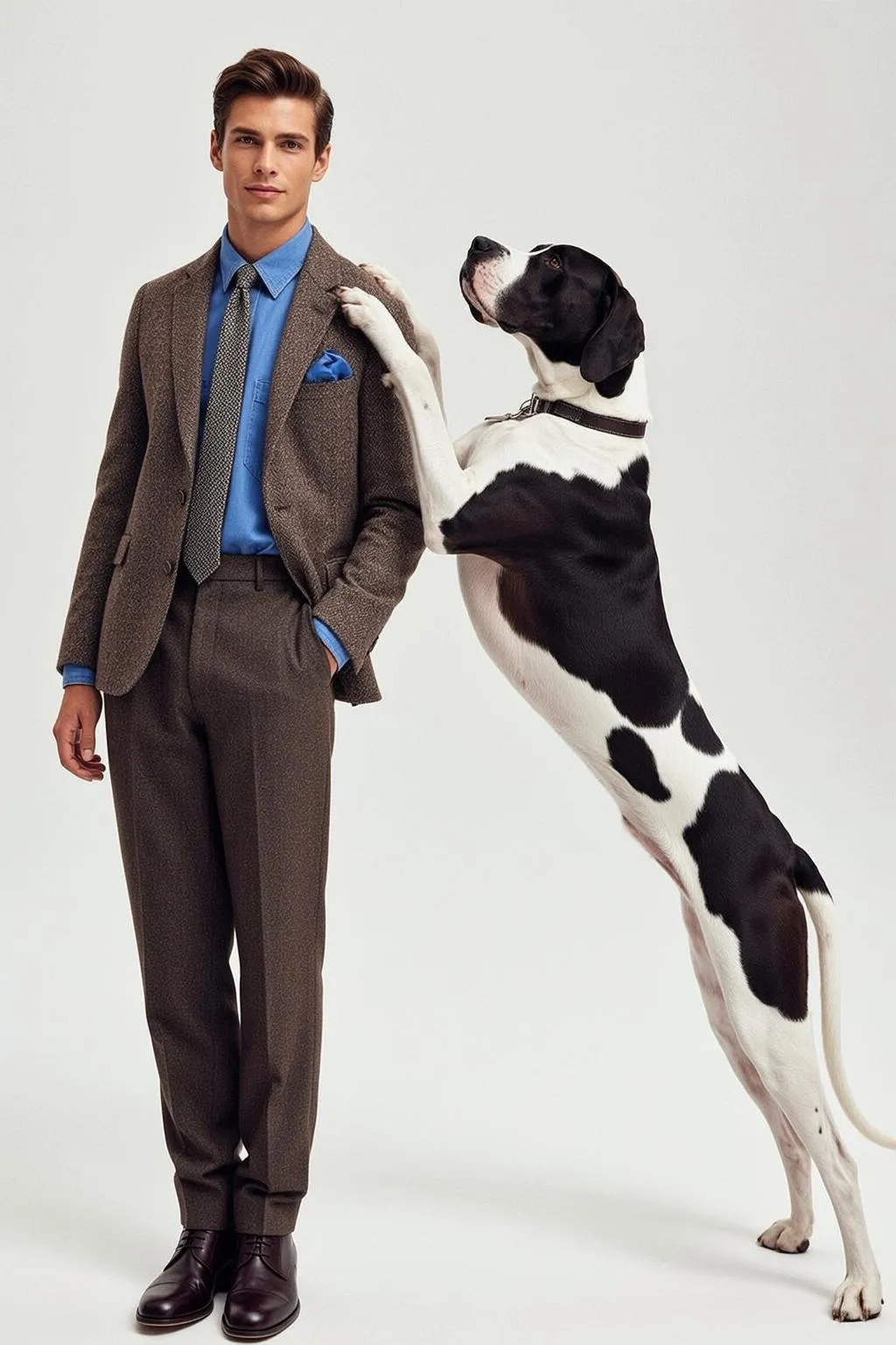 Young Brown Styled Fair Blue Dress Shirt