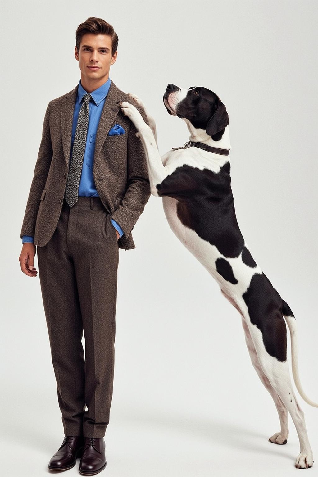 Young Brown Styled Fair Blue Dress Shirt