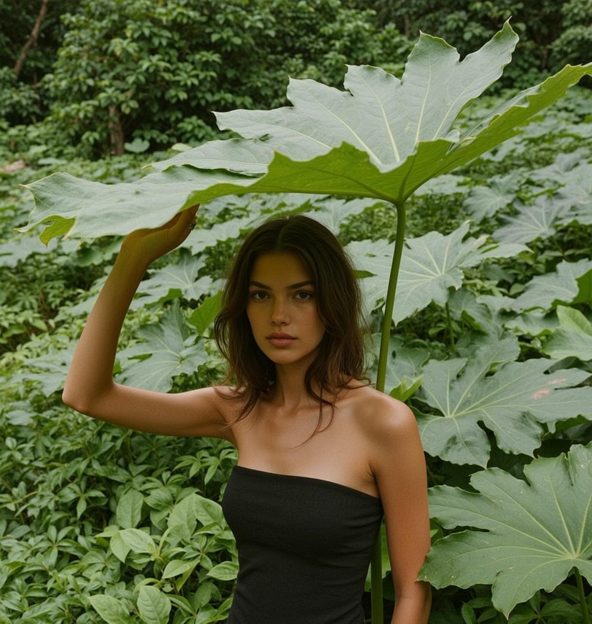 Leaf Portrait Black Top