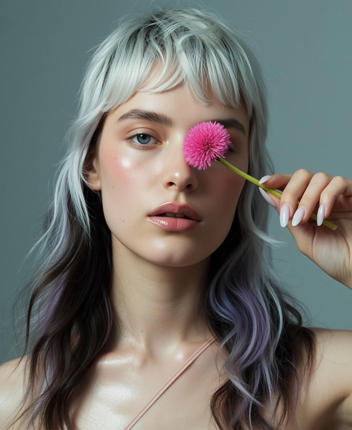 Platinum Blonde With Flower Beauty Shot