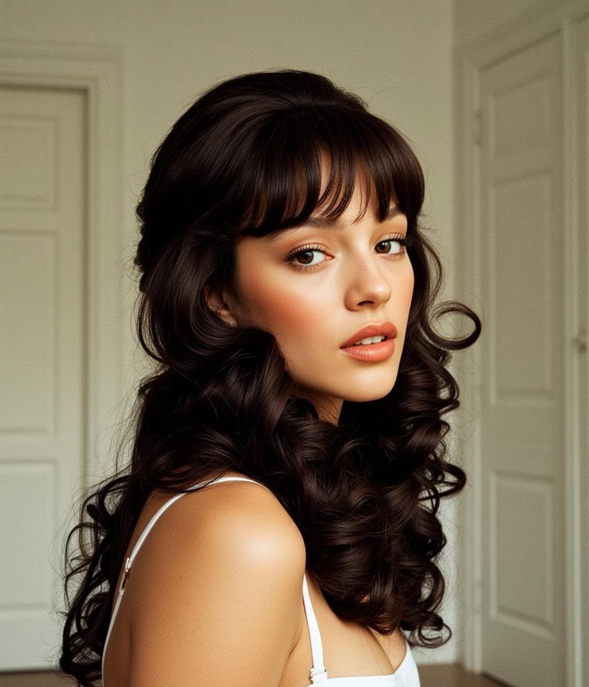 Hair Salon Young Dark Brown Voluminous Curly