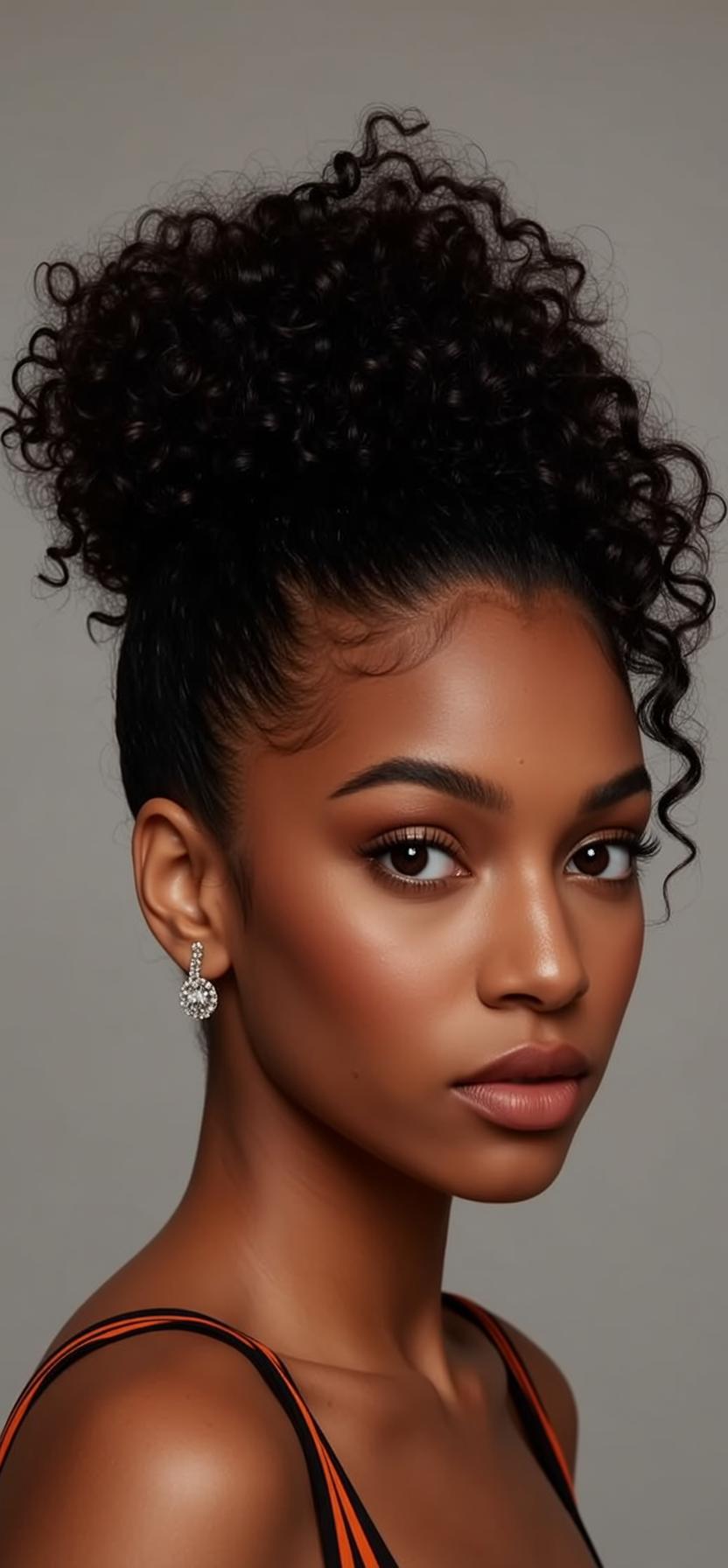 Young Woman Studio Portrait Diamond Earrings