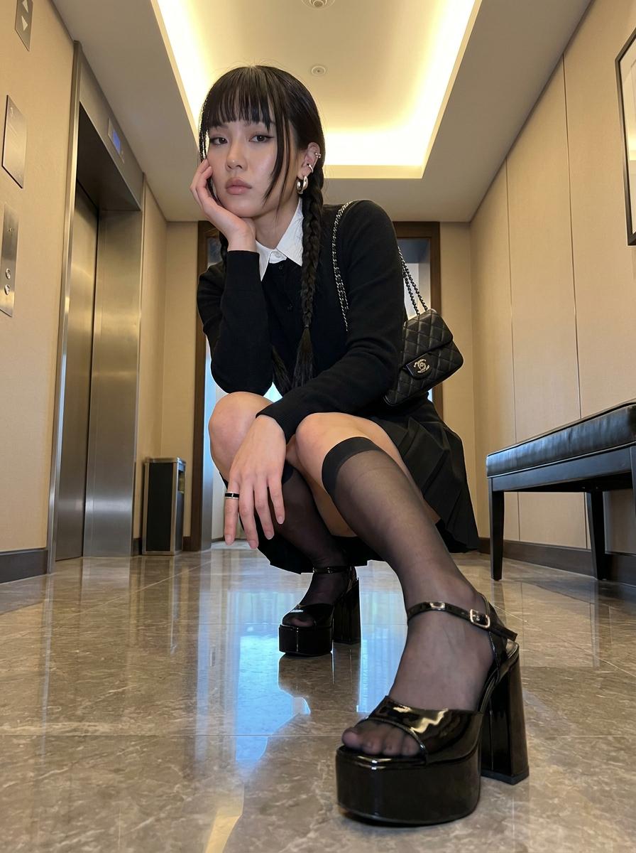 Crouched In Hidden Hotel Service Corridor Editorial