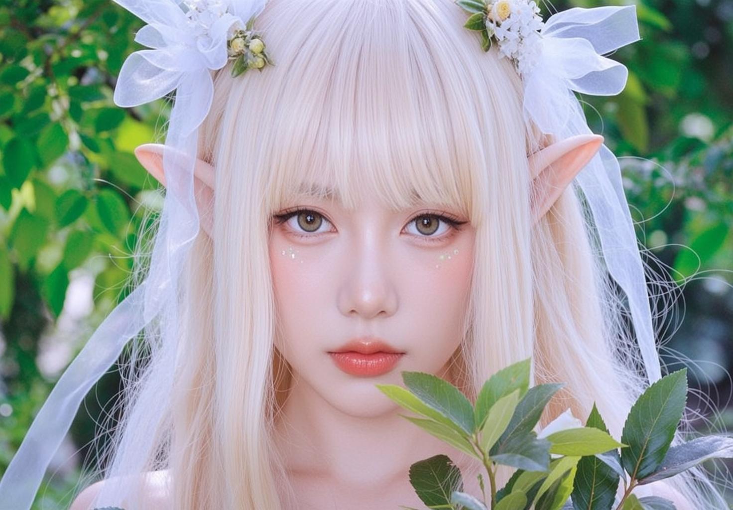 Fairycore Young Elf Long Straight Platinum Blonde