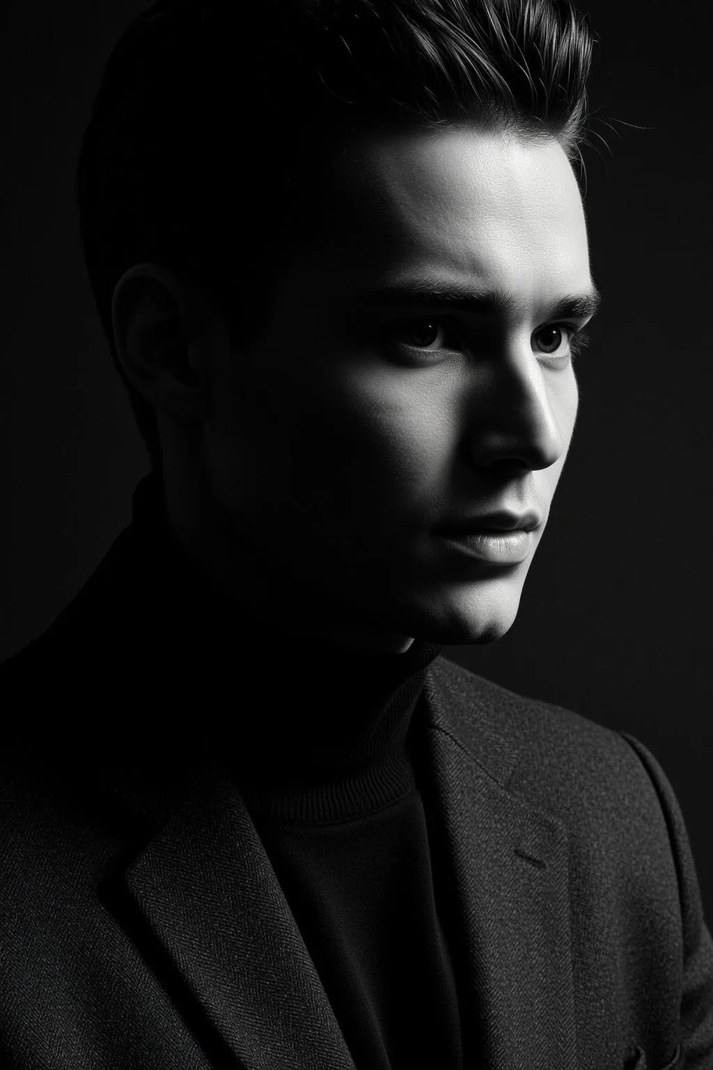 Medium Shot Portrait Young Man Facing Right With His Head