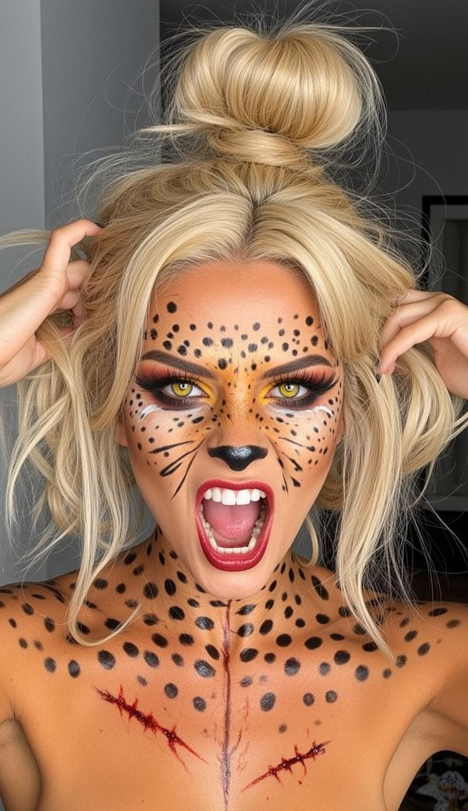 Cheetah Face Paint Portrait