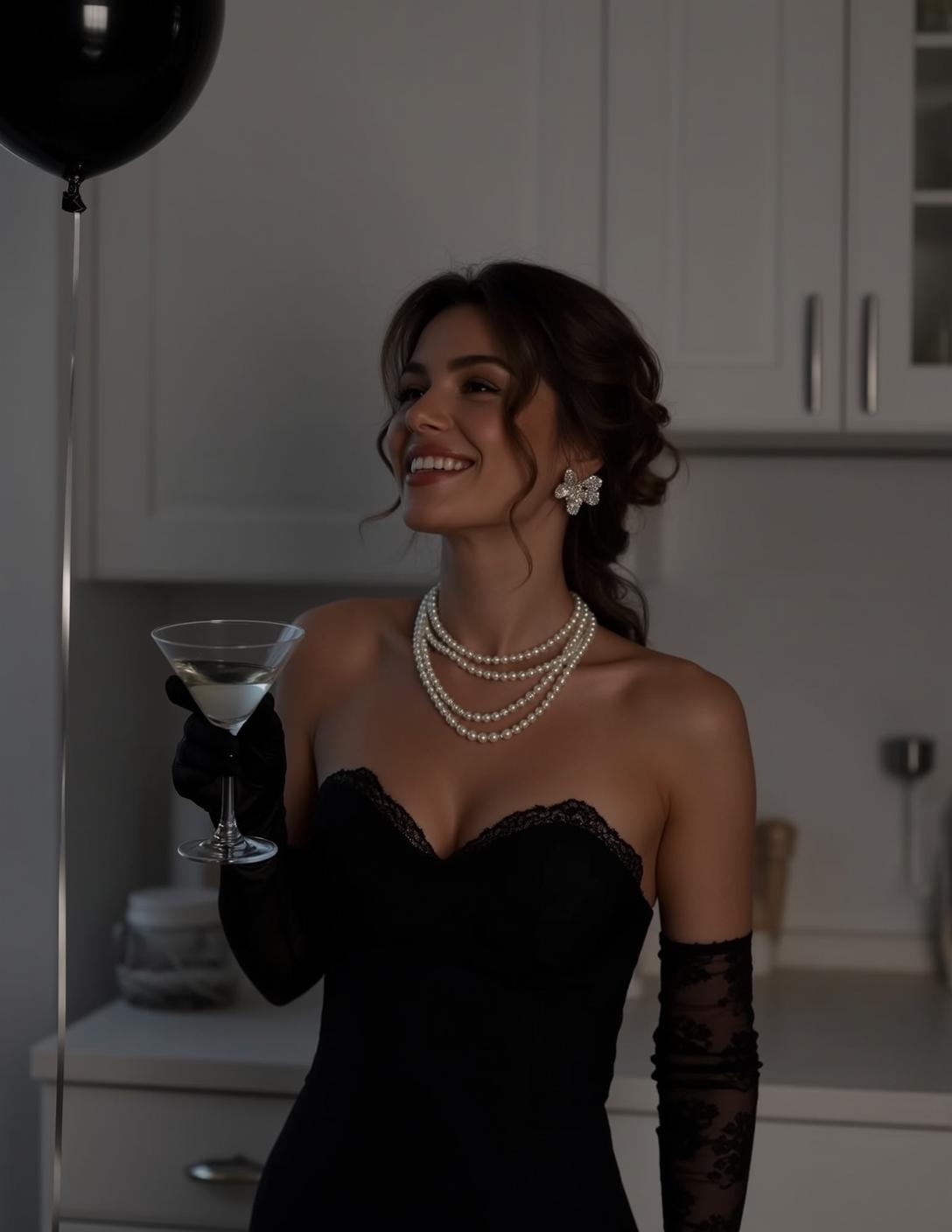 Black Dress Holding Martini Kitchen