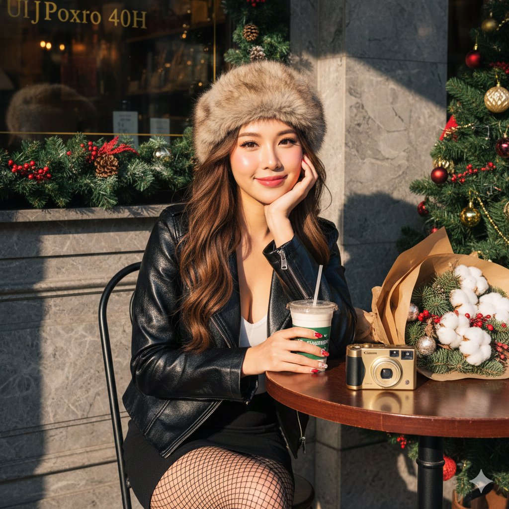 Vintage Cafe Christmas Portrait