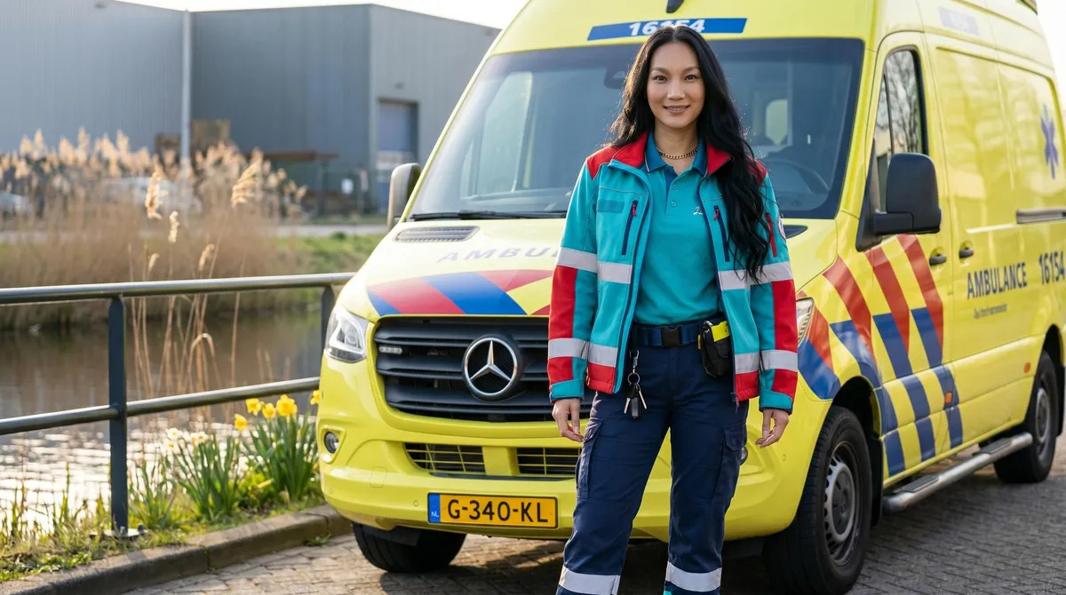 Paramedic Teal Polo Yellow Ambulance Canal Daffodils