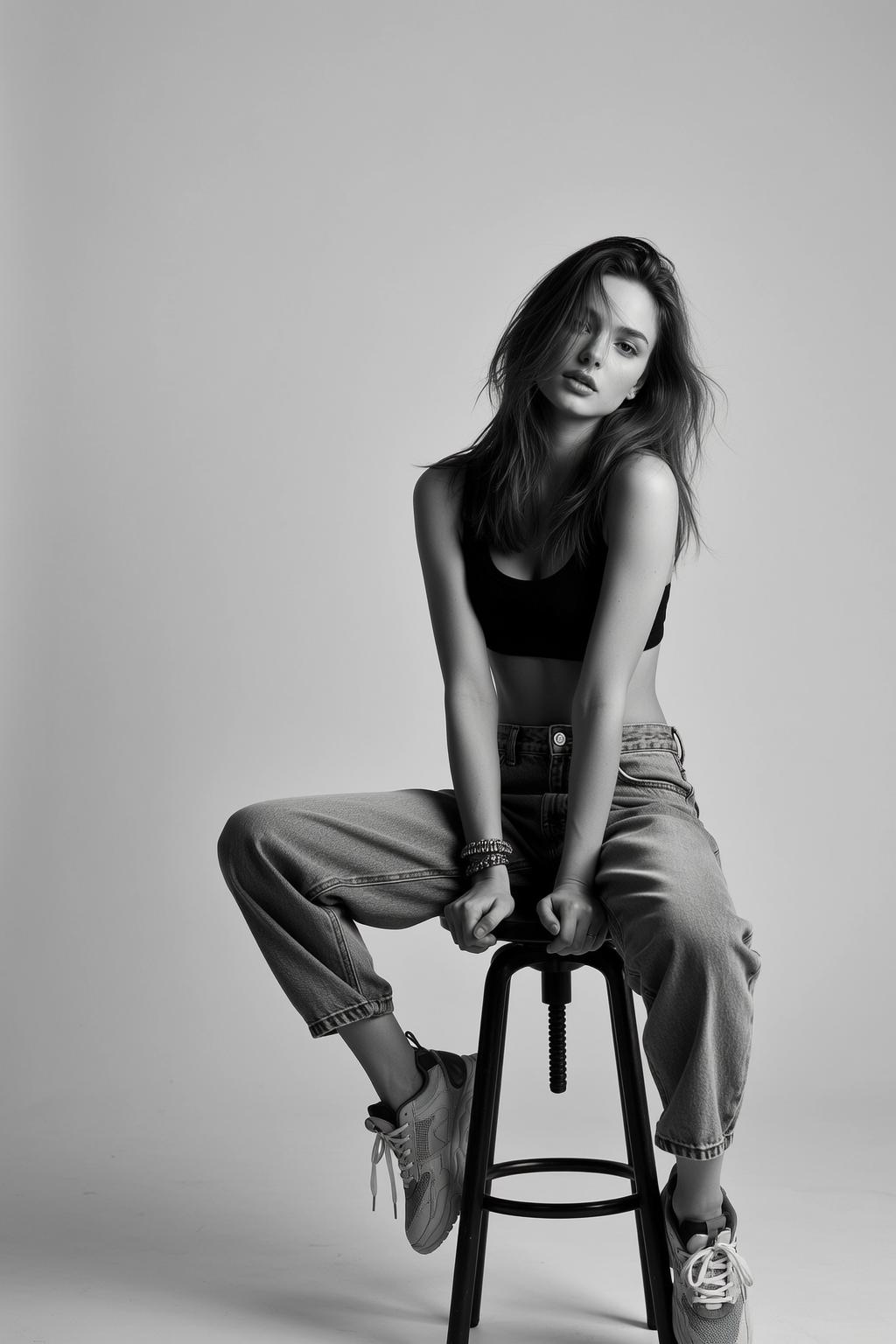 Explore Seated Black Stool Leaning Slightly Forward