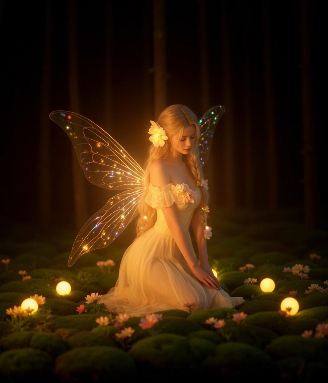 Fairy Wings Forest Kneel