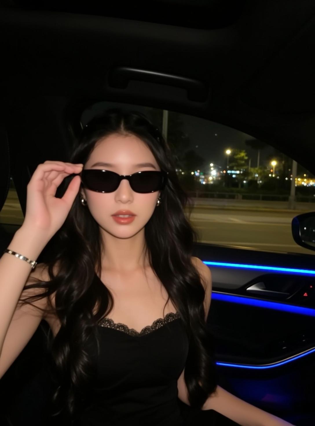 Explore Seated Passenger Seat Car Night Her