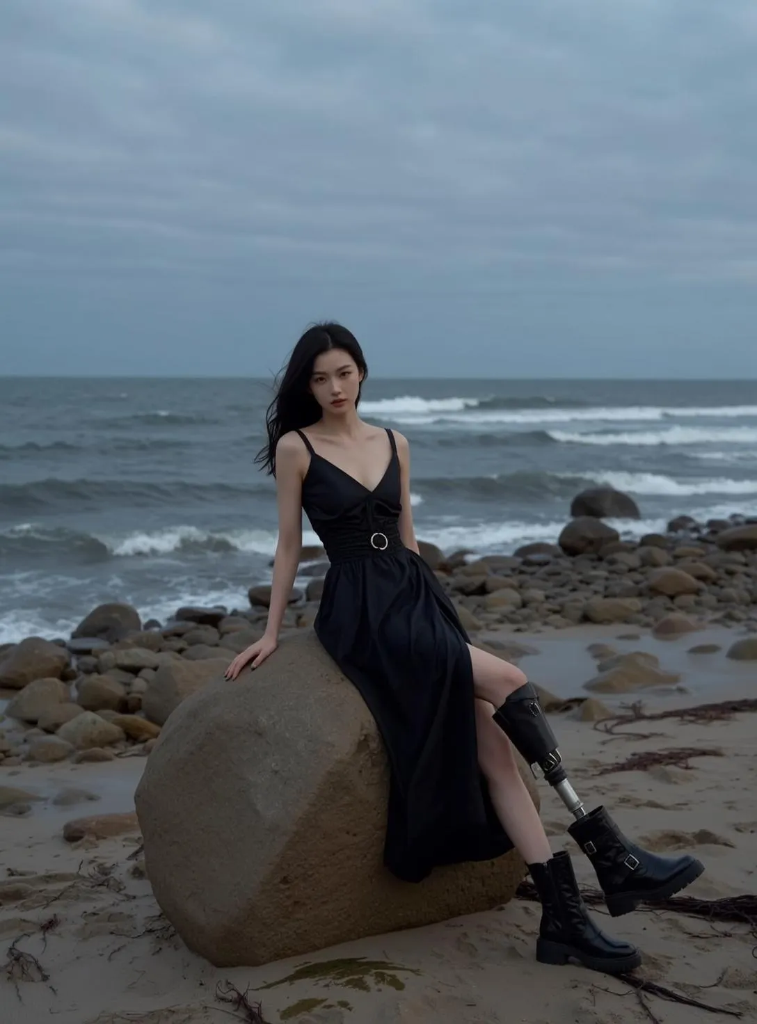 Slit Dress on Rock