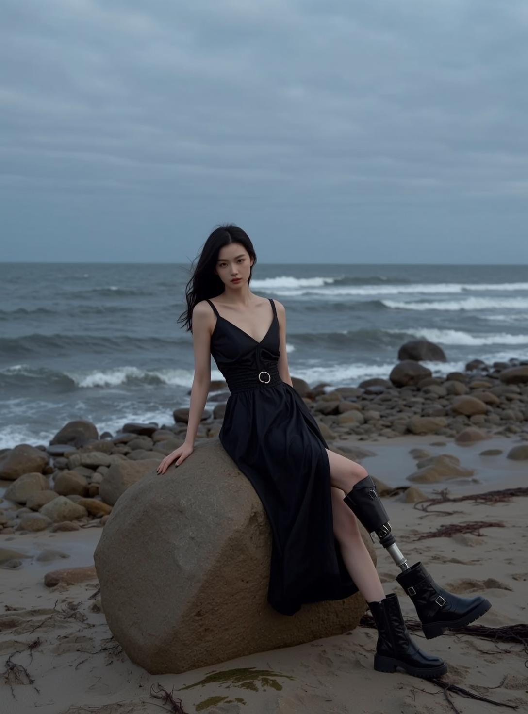 Slit Dress on Rock