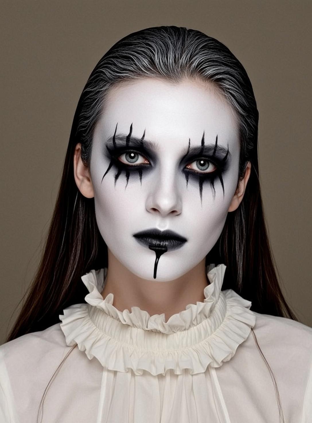 Halloween Makeup Young Long Dark Wet-look Hair