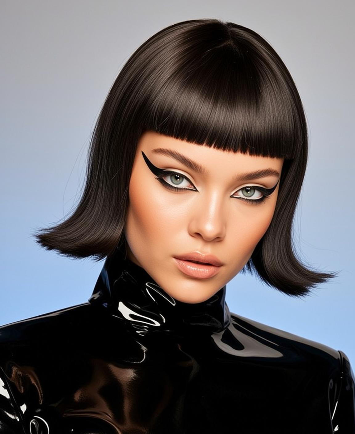 Pale Skin Black Latex Turtleneck Studio High Fashion