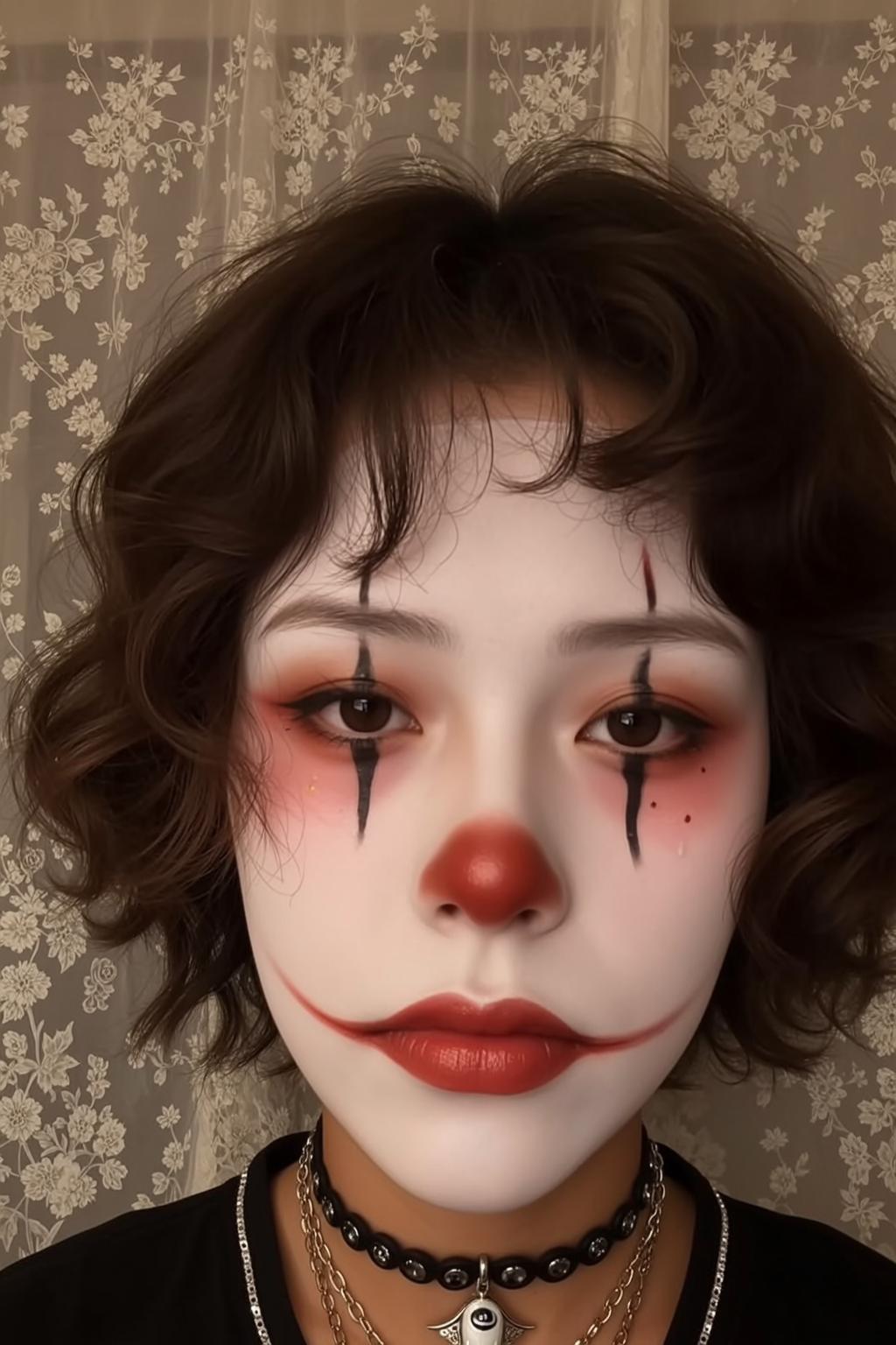 Halloween Makeup Young Short Curly Dark Brown