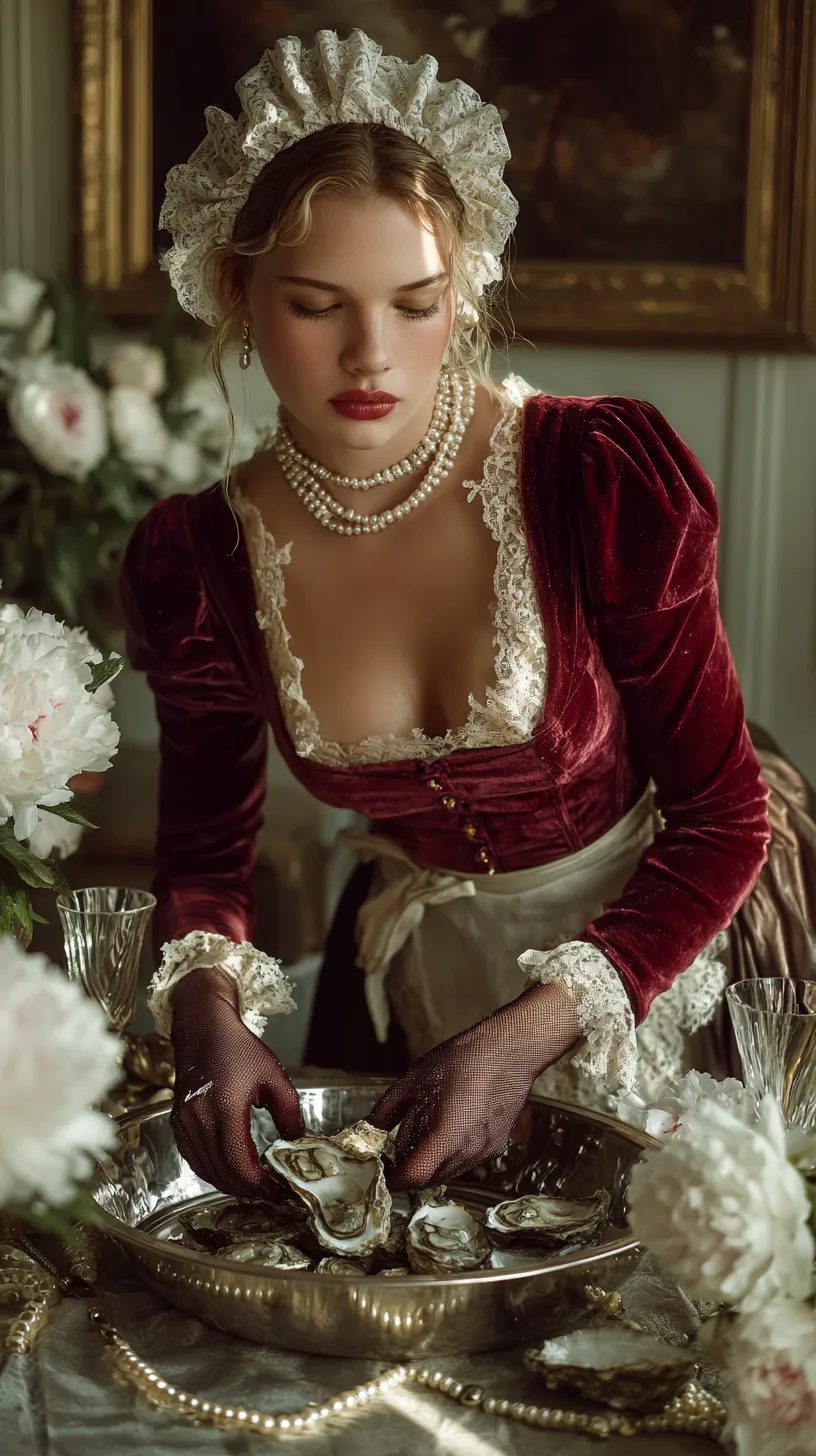 Earrings And Necklace In Velvet Portrait