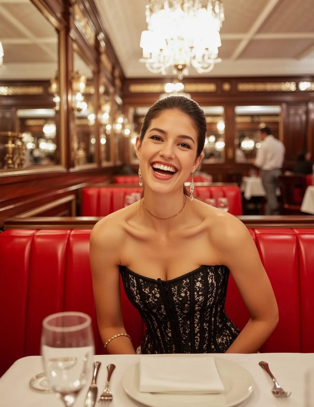 Explore Seated Table Restaurant Facing Wide Joyful