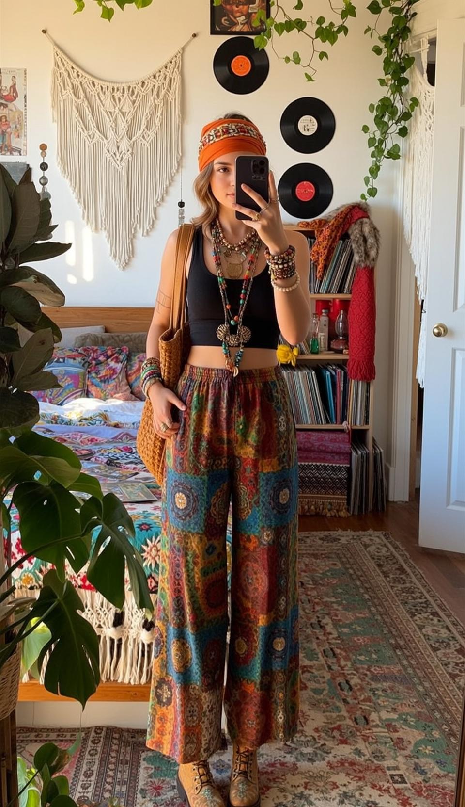 Bedroom Selfie Patterned Pants Tote Bag