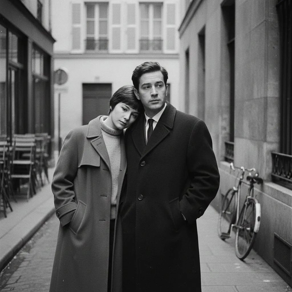 French New Wave Lovers Quiet Intimacy Parisian Street