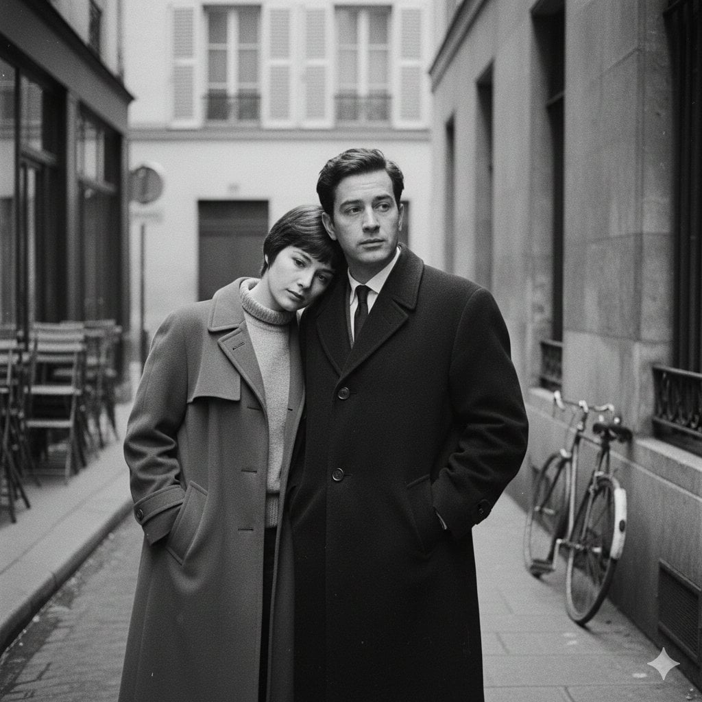 French New Wave Lovers Quiet Intimacy Parisian Street