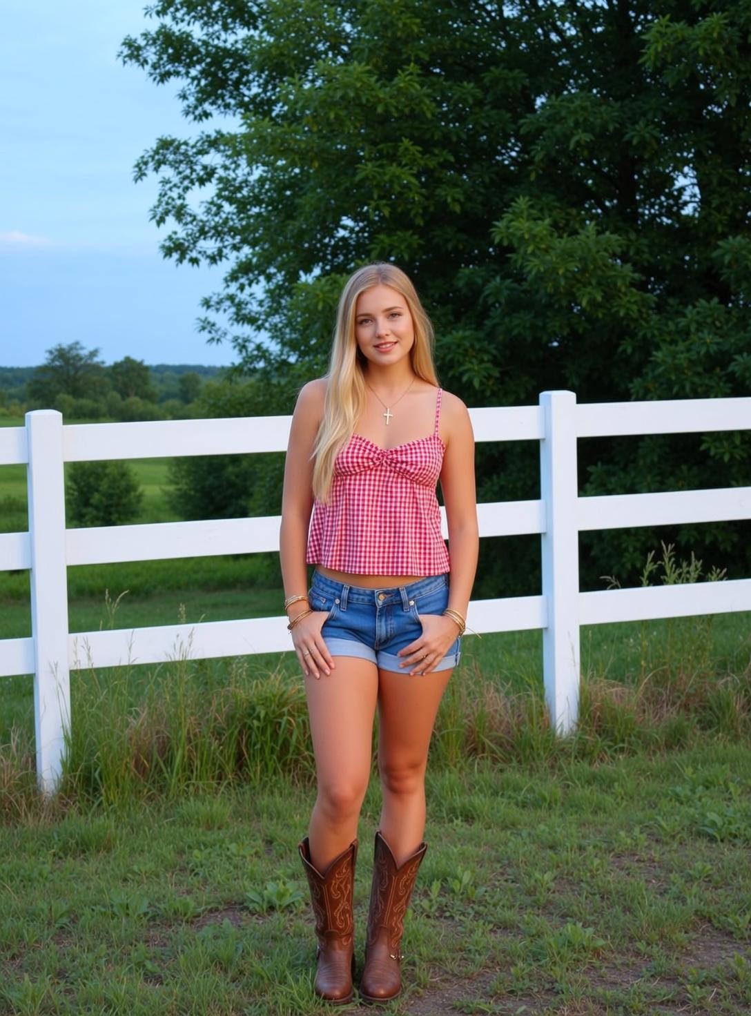 Gingham Crop Top Country Fence