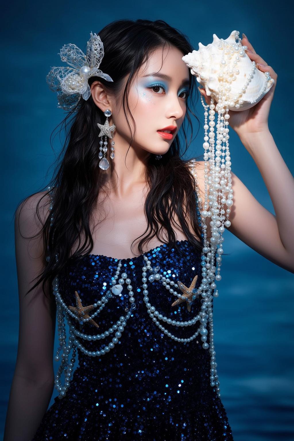 Sequined Bustier Shell Jewelry Portrait