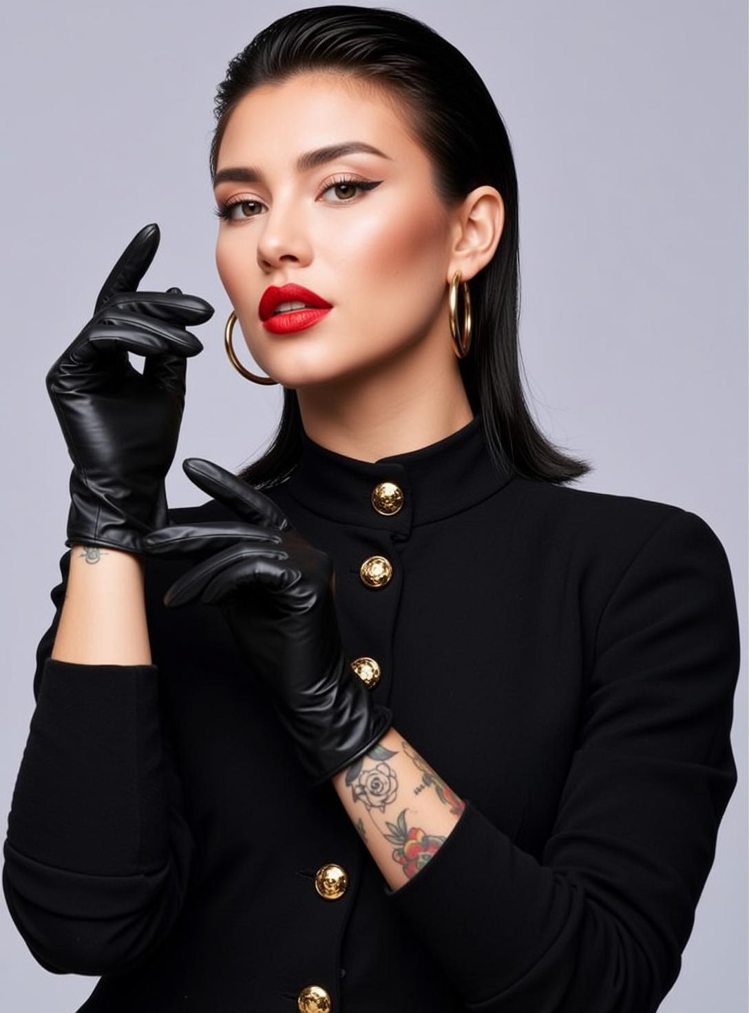 Luxury Black Slicked Back Fair Jacket Gold