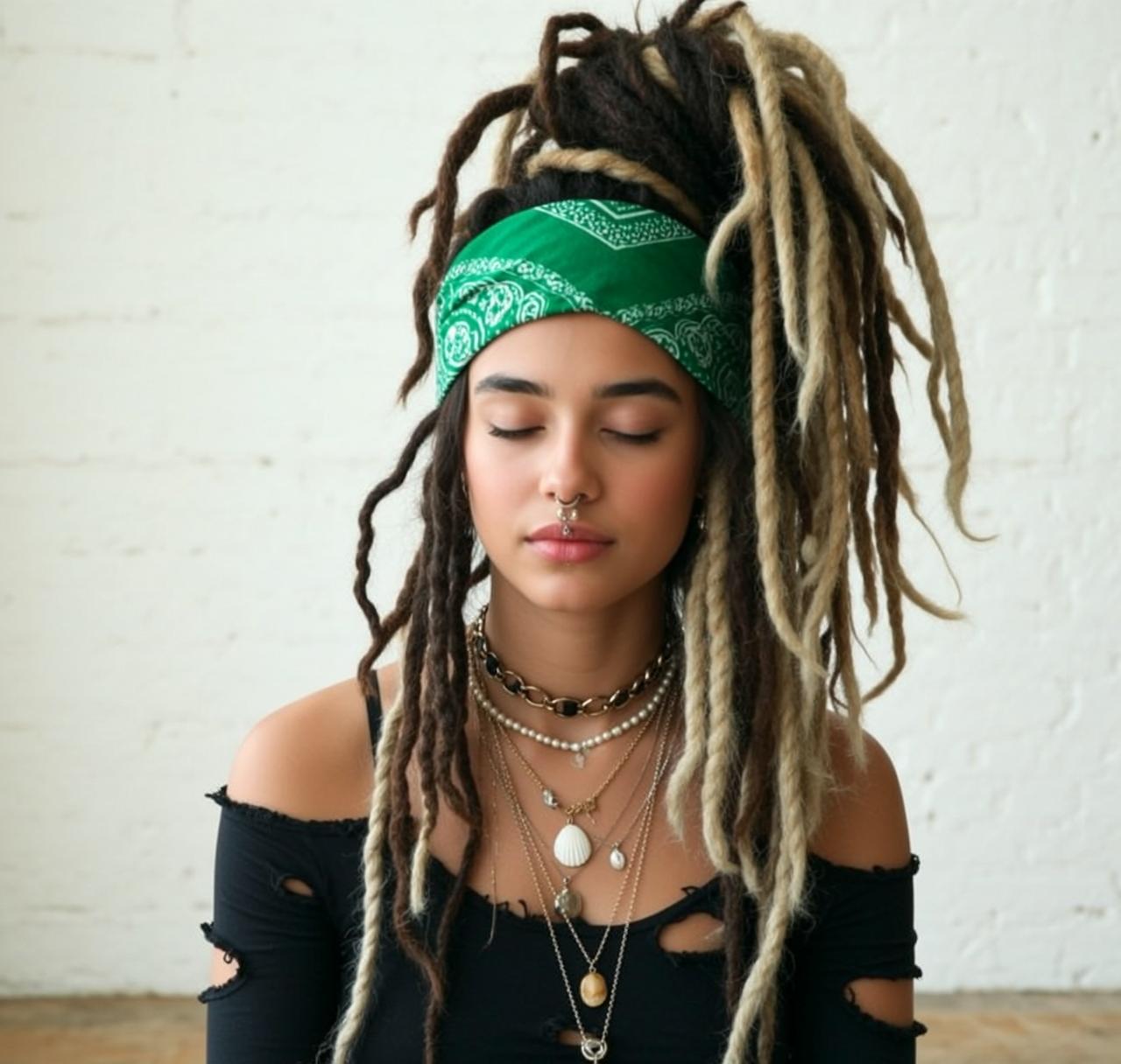 Dreadlocks And Pearl Necklaces Peaceful Indoors