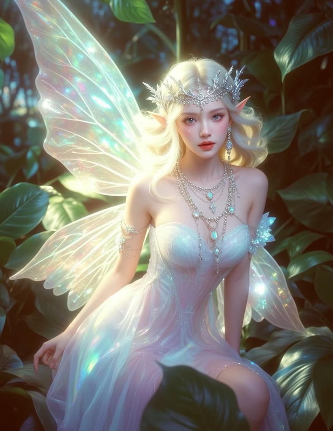 Fairycore Young Wavy Blonde Pale Strapless Corset