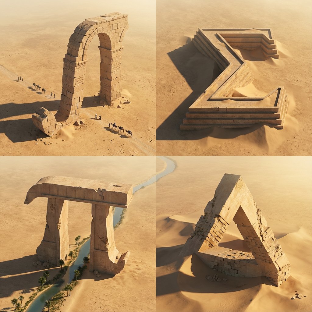 Mathematical Marvels: Ruins of Ancient Symbols in the Desert reference photo
