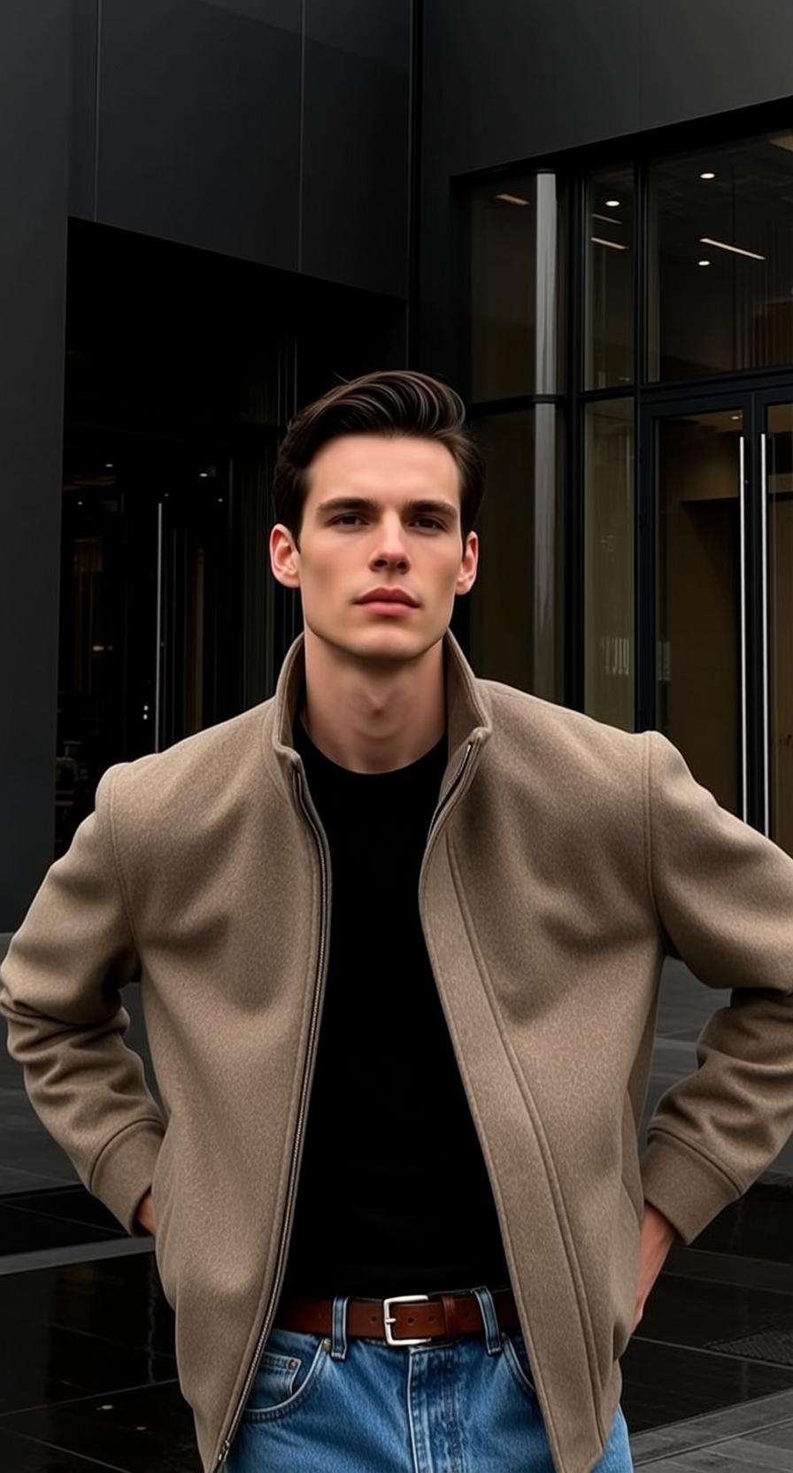 World Stands Facing Forward His Hands Jacket