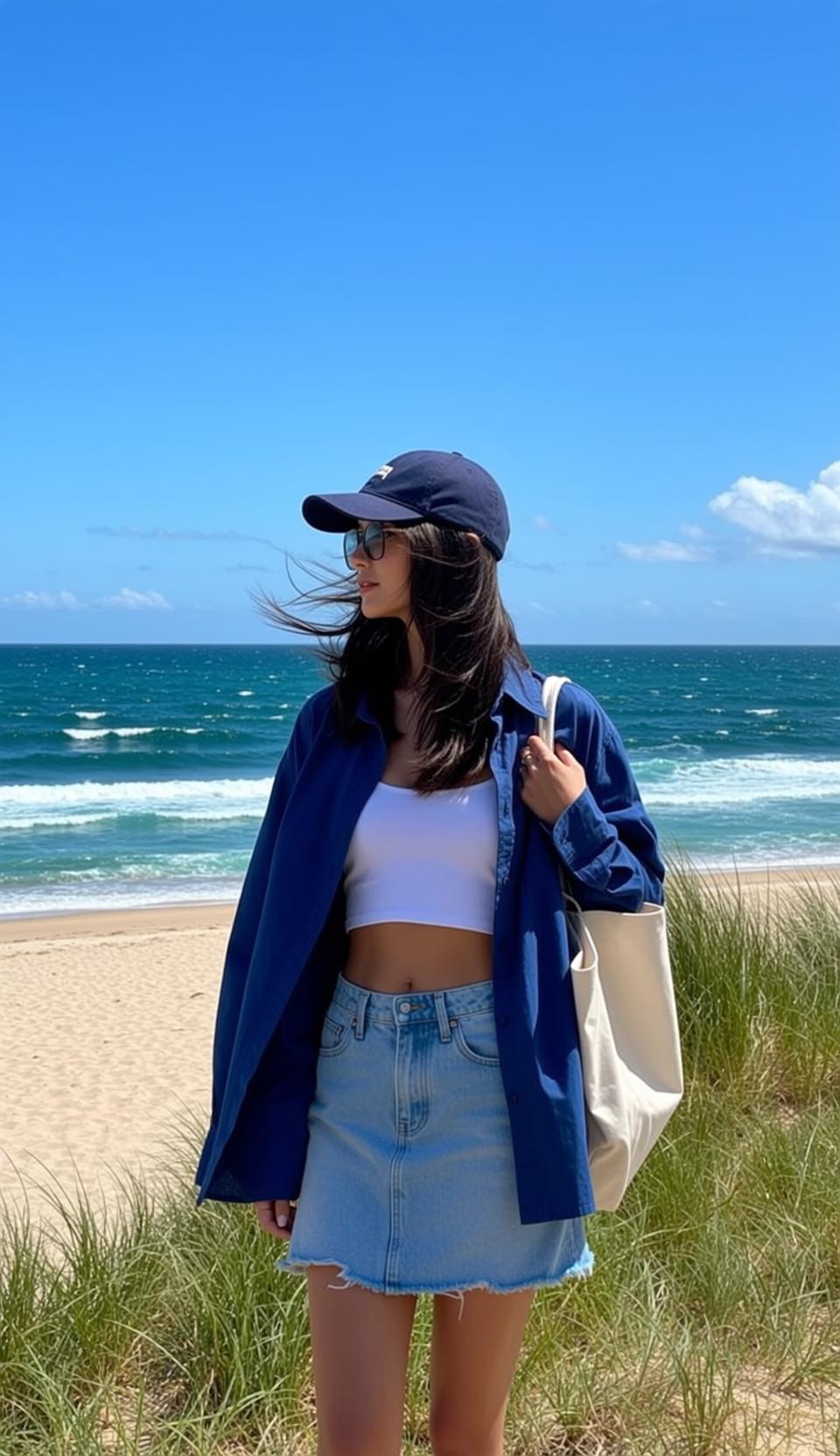 Casual Young Long Dark Windswept Light White