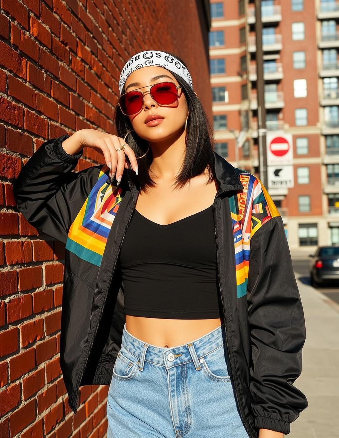 Geometric Bomber Jacket Brick Wall