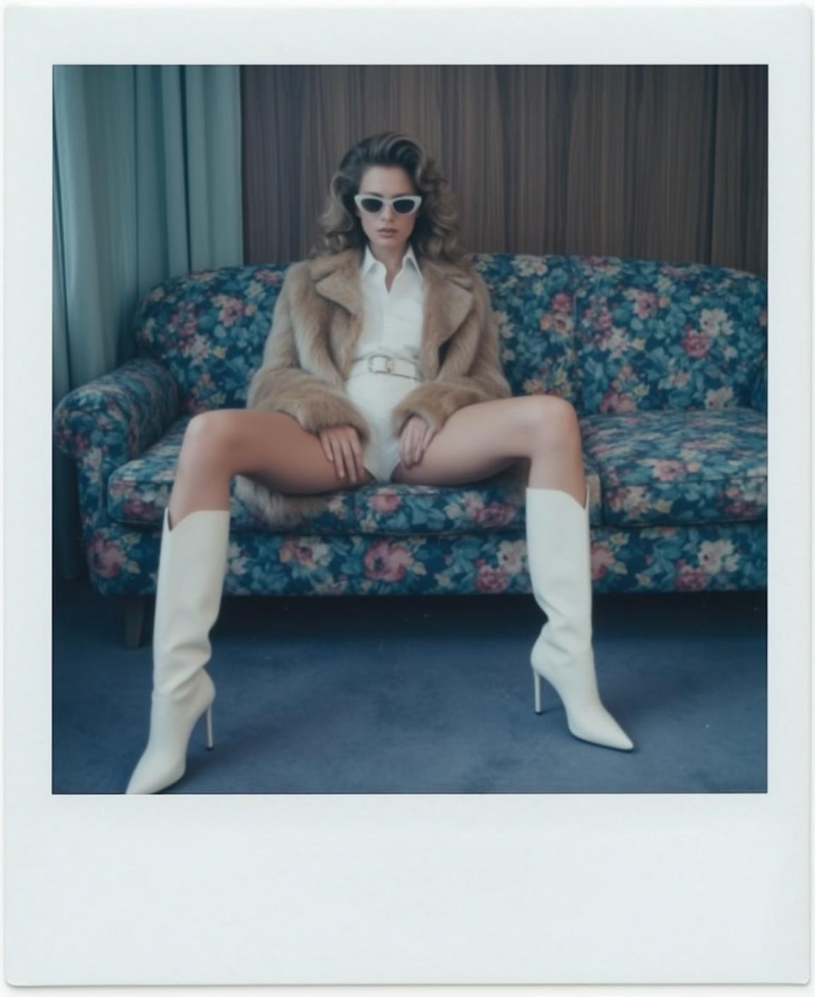 Fur Coat Couch Pose